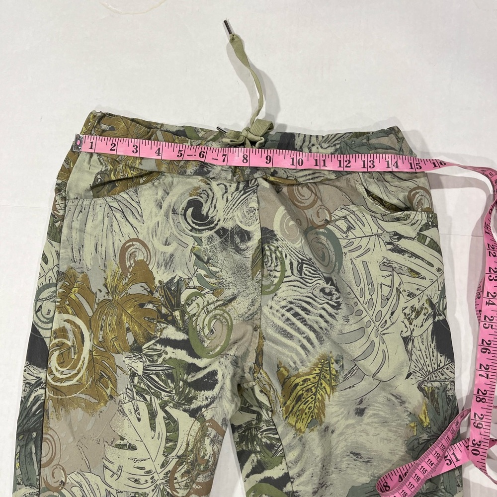 TROPICAL PRINT STRETCH PANTS WITH WAIST TIE - Picture 3 of 15